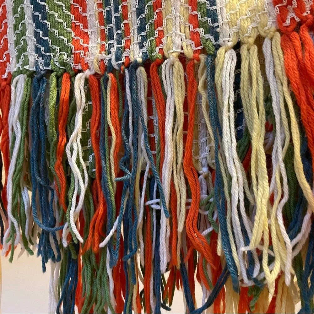Multicolor Throw Blanket with Fringe